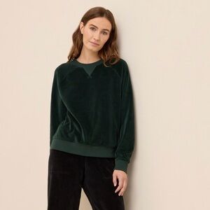 PACT Dark Green Organic cotton Velour crew neck